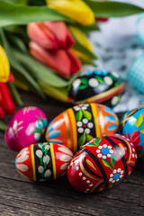 Fototapeta na wymiar Traditional hand painted easter eggs