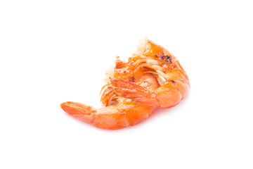 Grilled shrimp isolated on white
