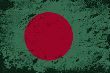 Bangladesh flag. Grunge background. Vector illustration