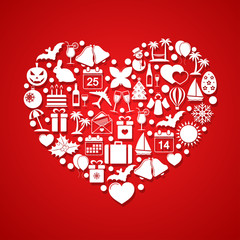 Heart with Holiday icons