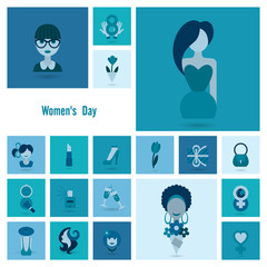 Womans Day Icon Set