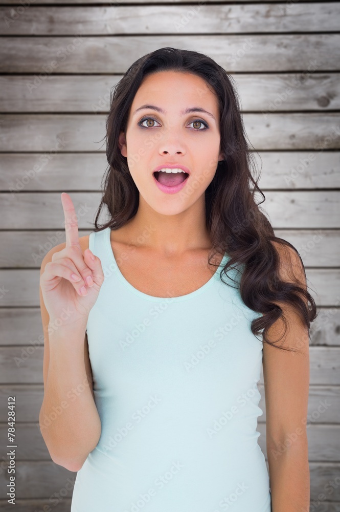 Poster Composite image of pretty brunette getting an idea