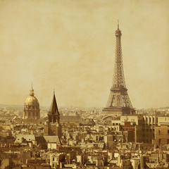 Old style photo of Eiffel Tower.Paris.