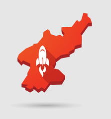 North  Korea map with a rocket