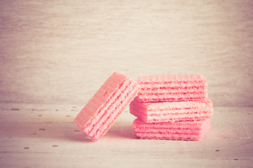 Pink waffles with filter effect retro vintage style