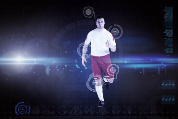 Plakat Composite image of football player in white jogging