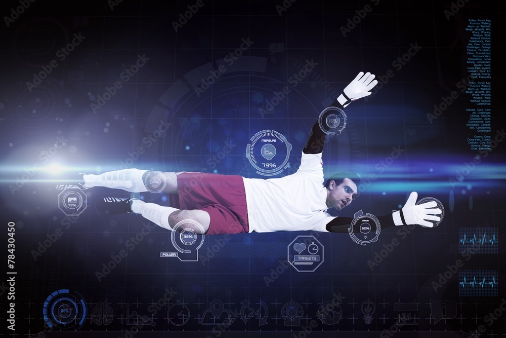 Poster composite image of goalkeeper in white making a save