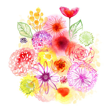 Watercolor flowers card