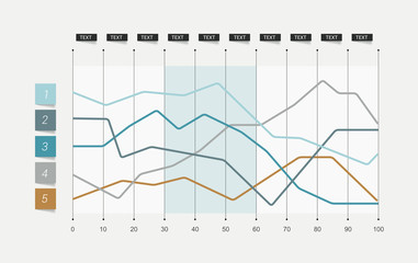 Obraz premium Flat chart. Lined graph. Simply color editable.