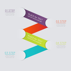 Set of colorful text box with steps, trendy colors.