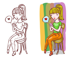 Girl in love is writing sms.