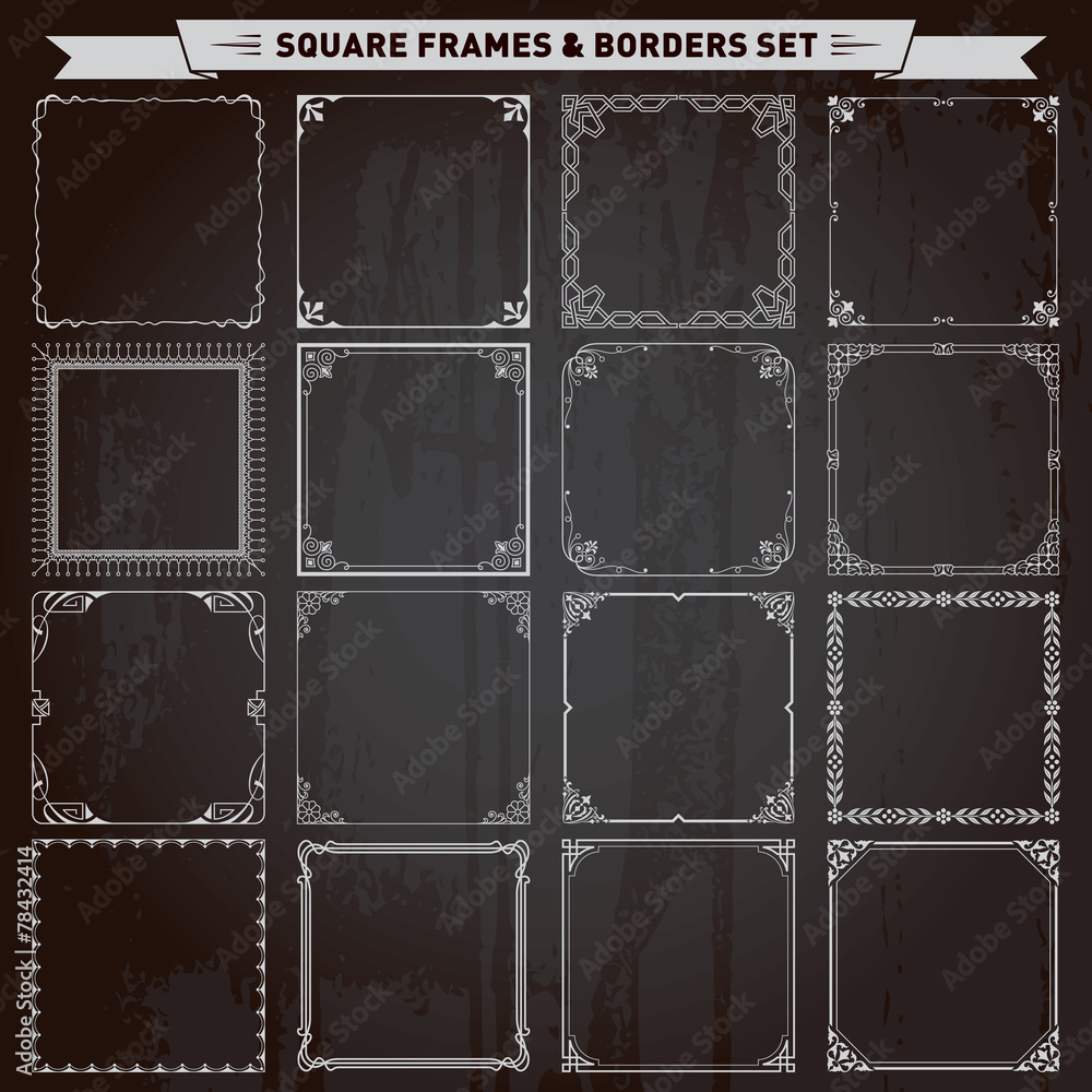 Wall mural decorative square frames and borders set vector