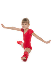 Little gymnast do exercises