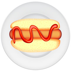 hot dog on a plate