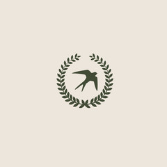 Swallow bird abstract vector logo design template.