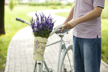 Naklejka premium Man with bike