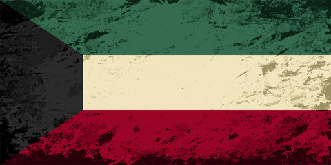 Kuwait flag. Grunge background. Vector illustration