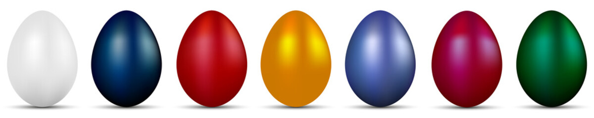 Row of shiny Easter eggs