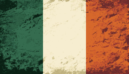 Irish flag. Grunge background. Vector illustration