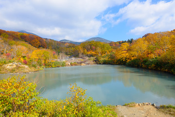 Fototapeta na wymiar Autumn foliage at the Jigokunuma Pond in Mt.Hakkoda, Aomori, Jap