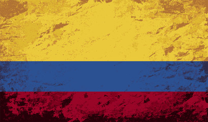 Colombian flag. Grunge background. Vector illustration