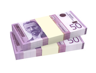 Serbian dinar isolated on white background.