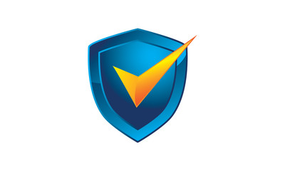 modern shield security icon with checkmark on it