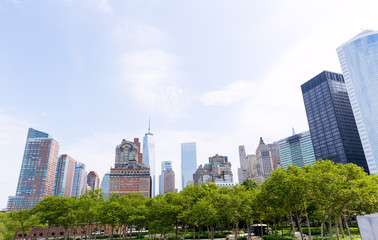 Fototapeta na wymiar Lower Manhattan New York skyline Battery Park