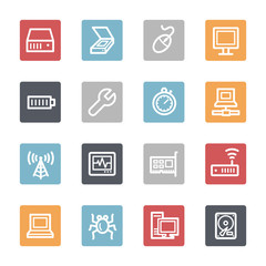Computer components web icons set