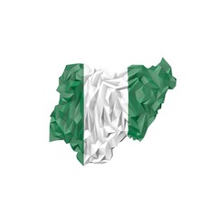 Low Poly Nigeria Map with National Flag