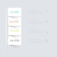 Set of colorful text box with steps, trendy colors.