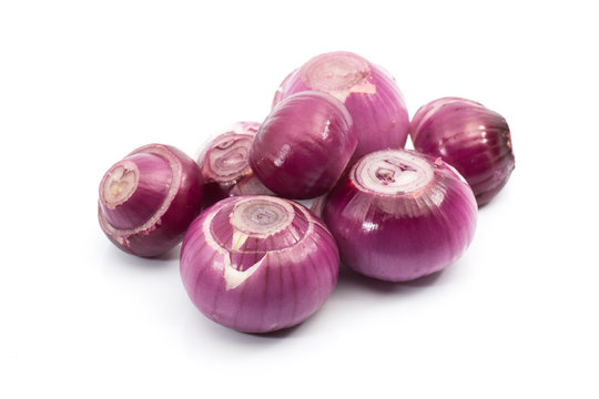 Bunch of peeled red shallots