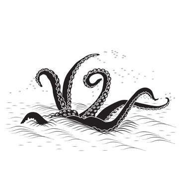 mythological kraken tentacles with the sea