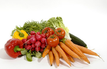 fresh vegetables on white background