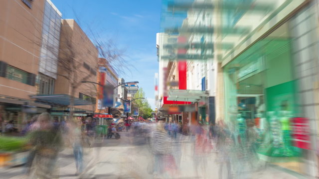 Hyperlapse video of travelling along a shopping street