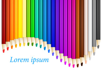 Color pencils in arrange in color row with copyspace