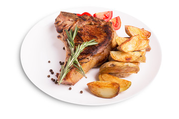 Grilled meat with vegetables and rosemary