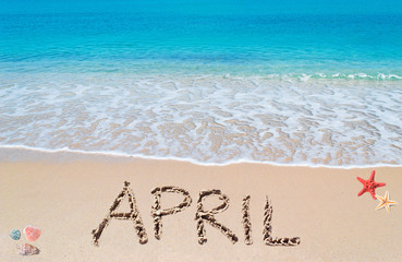 april on a tropical beach