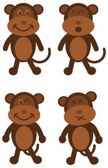 Fototapeta na wymiar series of standing brown monkey