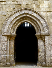 Fototapeta na wymiar internal portal Castel del Monte, Unesco heritage. Italy, Apulia