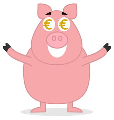 big pig standing like money