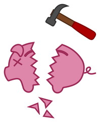 breaking a piggy bank