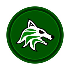 wolf icon on green background