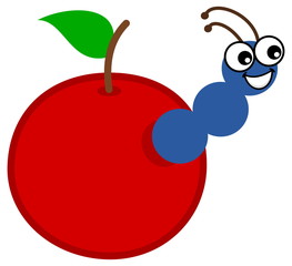 a maggot emerging from an apple or cherry