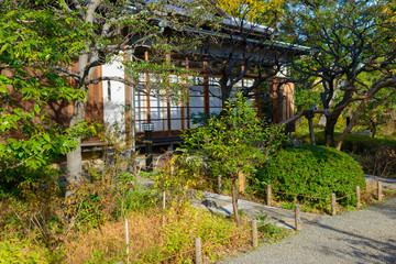Mukojima-Hyakkaen Garden in autumn in Tokyo