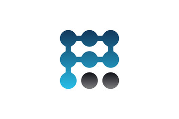 Fototapeta na wymiar P letter dots technology logo