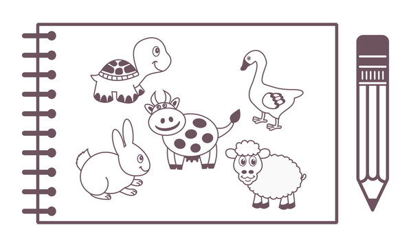 a notepad with animals