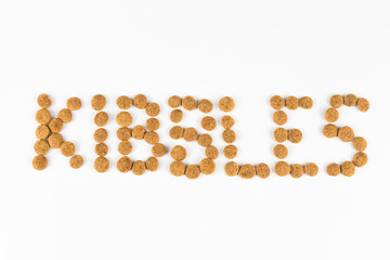 KIBBLES, formed using actual dog food kibbles