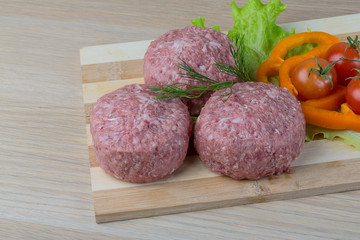 Raw burger cutlet