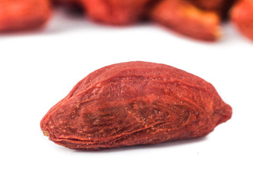Close up and selective focus on the dried Wolfberry or Goji